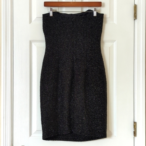 1995 Vintage Little Black Sparkle Knit Strapless Sheath Tube Mini Dress 4 - Picture 10 of 14